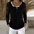 thumbnail image 6 of Bixock Summer Women's Tops,Long Sleeve Shirts for Women,Blouse for Women Solid Color Crew Neck Long Sleeve Back Lace Pullover Tops, 6 of 6