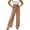 (Fashion 61)Khaki, variant on Women's Solid Loose Straight Wide-Leg Long Pants with Pockets and Drawstring Summer Casual Lightweight Breathable Pants