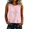 thumbnail image 5 of Pounoo Tank Tops for Women Crew Neck Ruffle Hem Sleeveless Tops for Women Relaxed Fit Beach Resort Cute Casual Tops for Women, 5 of 7