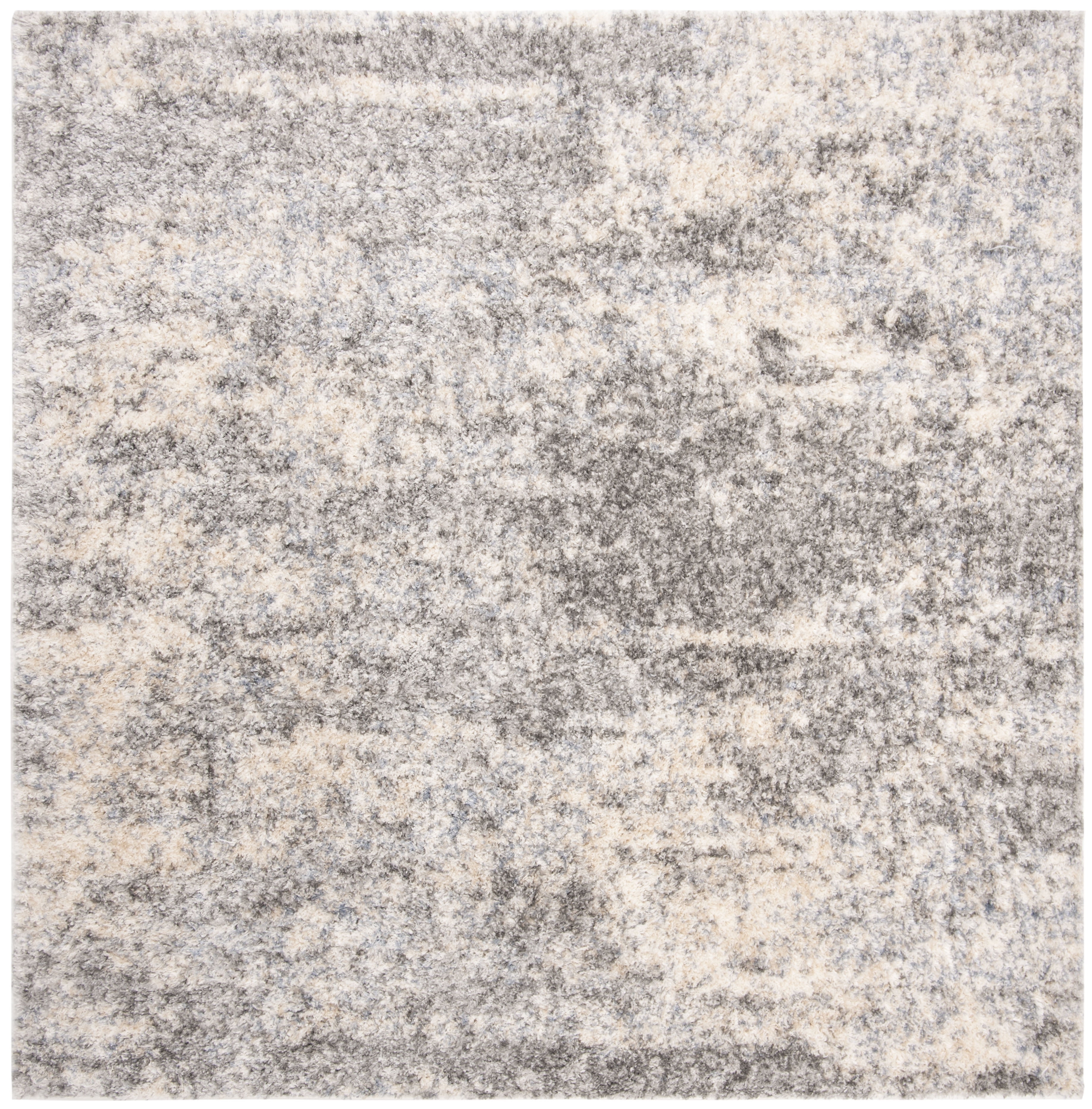 SAFAVIEH Berber Damian Abstract Shag Area Rug, Gray Blue/Cream, 10' x 10' Square