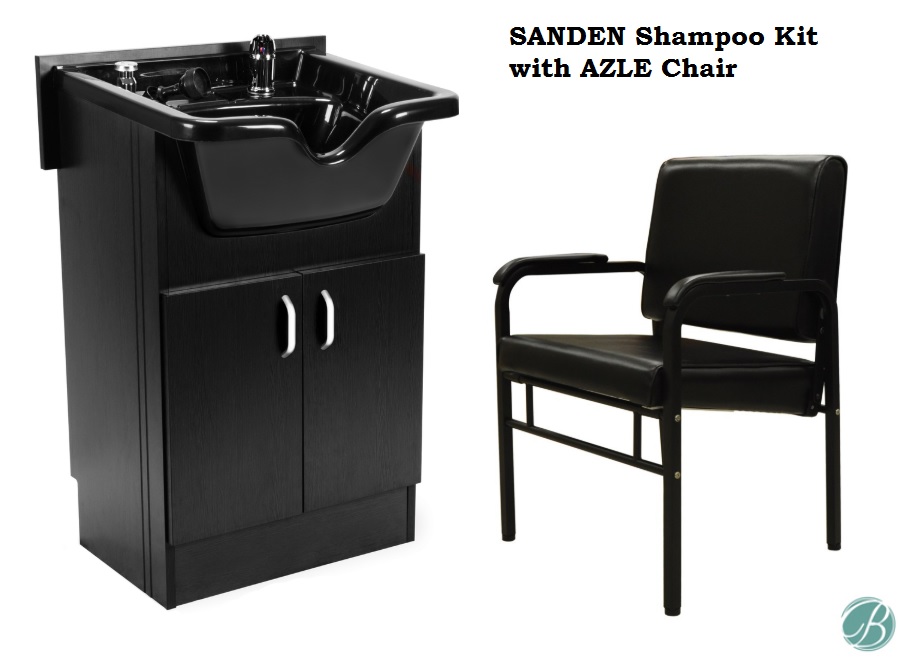 Set Of Sanden Shampoo Cabinet Shampoo Bowl Faucet Drain And