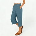 thumbnail image 3 of Capris Pants for Women Casual Summer 2026 Straight Wide Leg Loose Elastic Waist Cropped Trouser Sky Blue L, 3 of 6