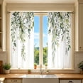 thumbnail image 7 of huayou 2 Pack Printed Kitchen Tier Curtains, 27.56x59.06 Inch Watercolor Eucalyptus Leaf Floral Short Window Curtains, for Indoor Kitchen Farmhouse Home Window Decor, 7 of 7