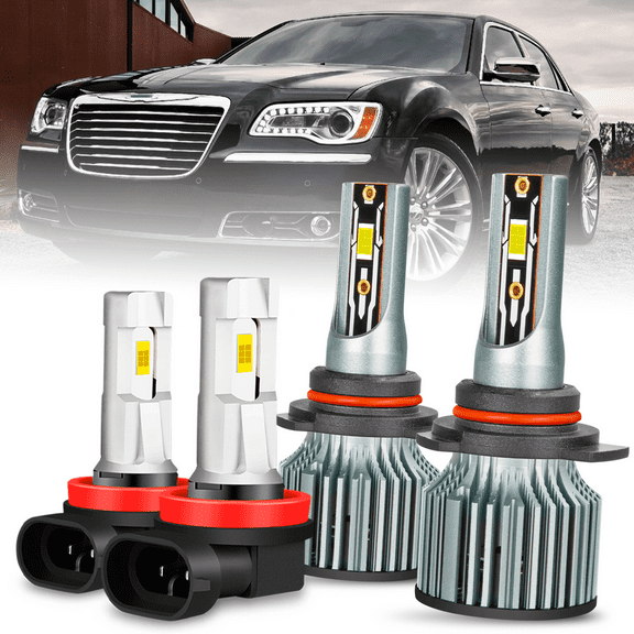 For 2011-2015 Chrysler 300 LED Headlight Bulb High Low Beam Fog light Combo Bulbs 6500k White