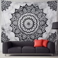 thumbnail image 4 of Black and White Tapestry Mandala Tapestries Bohemian Flower Wall Tapestry Psychedelic Hippie Wall Hanging for Bedroom (70.8" × 92.5"), 4 of 8