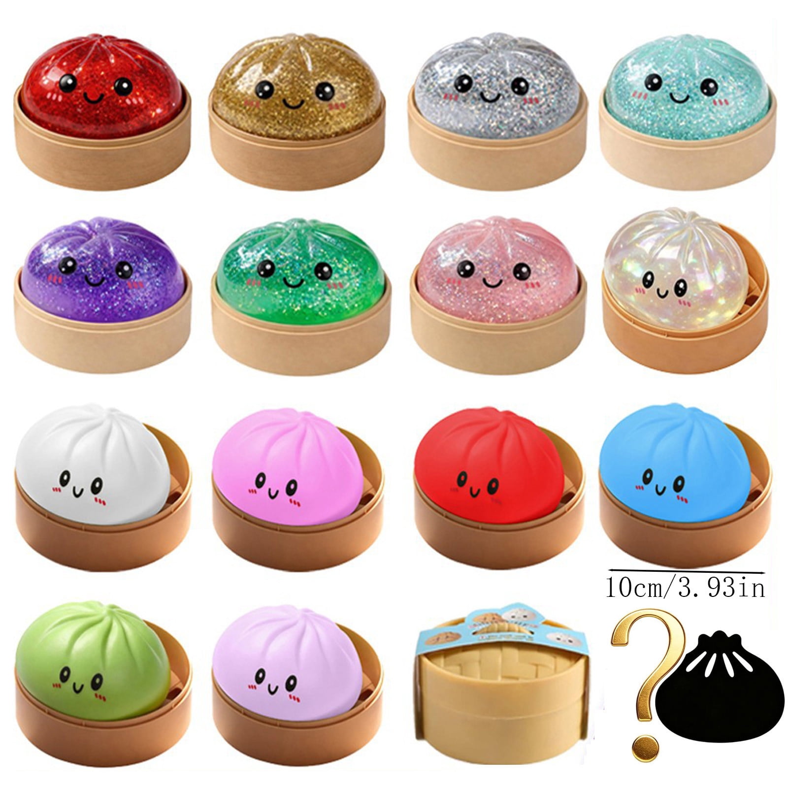 Mystery Giant Dumplings Squishies, Soft Squishy Soft Squeeze Stress Ball with Food Steamer, Realistic Steamed Bun Fidget T-oy, Sensory Relief for Adults