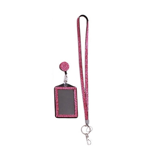 Trayknick Porte-Clés Téléphone Col Strass Bling Rétractable Badge ID Rose 58 cm