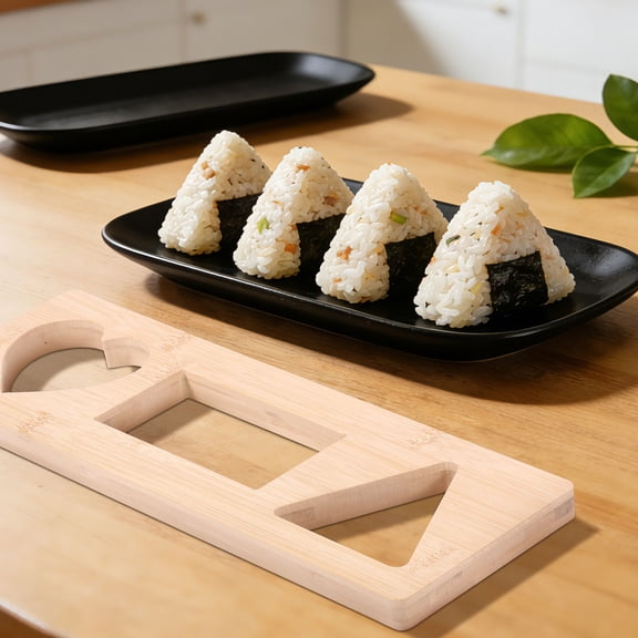 Ikoopy 3 in 1 Onigiri Mold for Japanese Present Bamboo Rice Ball Maker for Picnic Bamboo Rice Mold for Kids' and Family Lunch Snack(Triangle, square, heart)