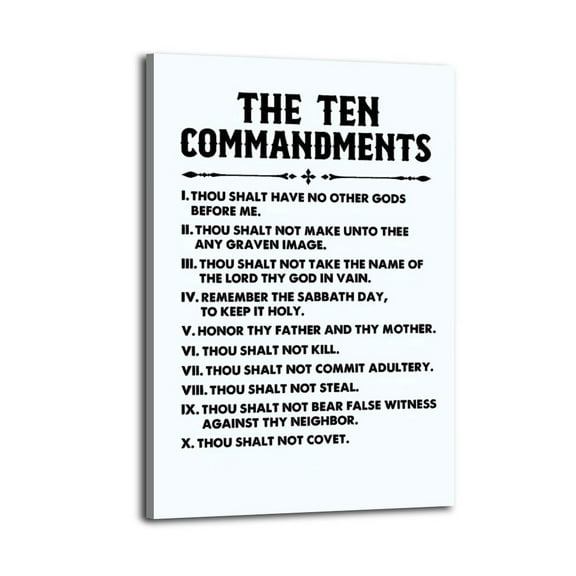 Inspirational Signs Gift 10 Commandments Wall Art Christian Bible Verse-1 Poster Wrapped Wooden Frame Wall Decor,Canvas Wall Art for Living Room,Bedroom,Office,Ready to Hang