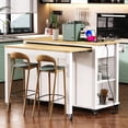 thumbnail image 2 of Yoneston 47" Farmhouse Kitchen Island with Power Outlet, Multifunctional Kitchen Trolley with Drop Leaf, Internal Storage Rack and 2 Drawers 2 Cabinet for Kitchen, Dining Room, White, 2 of 10
