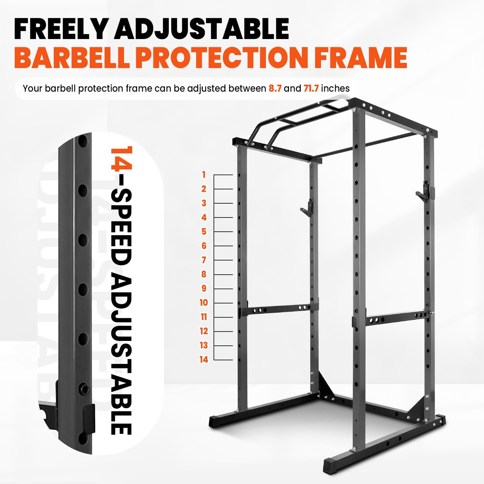 1200 Lb Capacity Black Power Cage,Multi-Functional Power Rack With J-Hooks And Safety Bars,Sturdy Iron Construction For Heavy Lifting,Gym Power Cage For Home Gym Strength Training,Black
