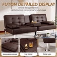 thumbnail image 5 of Vineego Couch Relax Modern Wood Convertible Folding and Futon Sofa Bed with 2 Cup Holder, Brown, 5 of 7