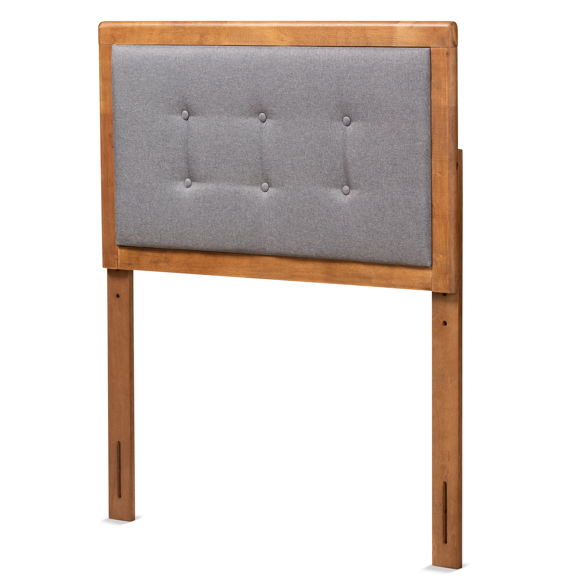 Baxton Studio Sarine Mid-Century Wood Tufted Upholstered Headboard, Twin, Dark Grey/Walnut
