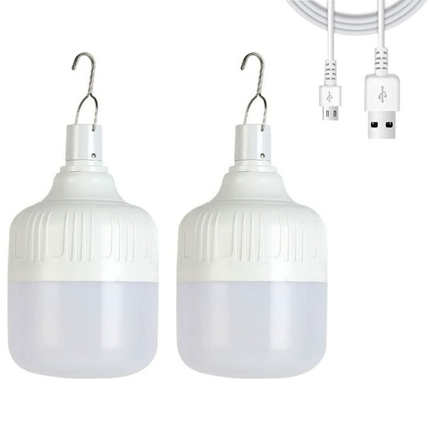 Xihbxyly Bombilla Led de Emergencia, Linterna Recargable Por Usb, 5 Modos de Iluminación, Luz Portátil para Acampar, Esencial para Viajes Al Aire Libre, Ahorro de Energía, Paquete de 2, Diseño Imperm