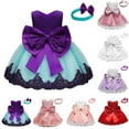 thumbnail image 3 of EINCcm Ball Gown Dresses for Girls, Lace Bowknot Birthday Party Wedding Gown Princess Dresses for Toddler Kids Baby Girl, Hot Pink,12-18 Months, 3 of 8