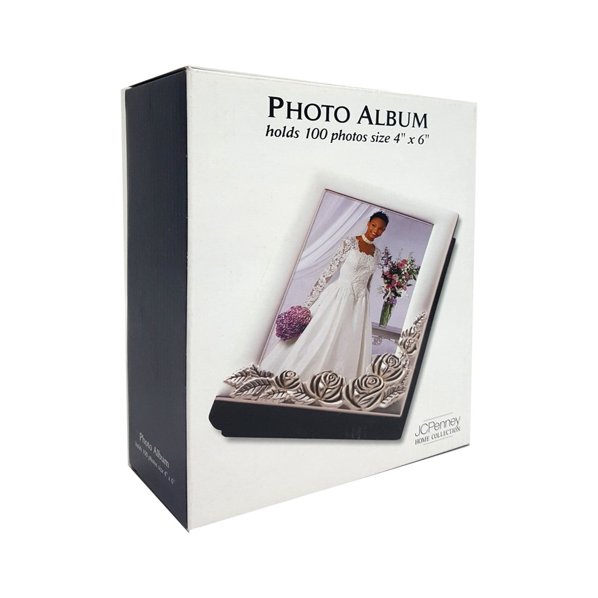 JCPenney Home Silver Rose Wedding Photo Album Holds 100 Photos Size 4