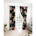 thumbnail image 3 of Peach Blackout Curtains for Bedroom/Living Room, Thermal Insulated Kitchen Curtains, Spring Floral Green Leaf Botanical Pink Fruit Black Grommet Darkening Window Treatment Drapes 52"x84"x2, 3 of 8