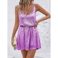 thumbnail image 4 of Women's Champagne Gold Sequin Sleeveless V-Neck Mini Dress - Party Cocktail Evening Wear, 4 of 4