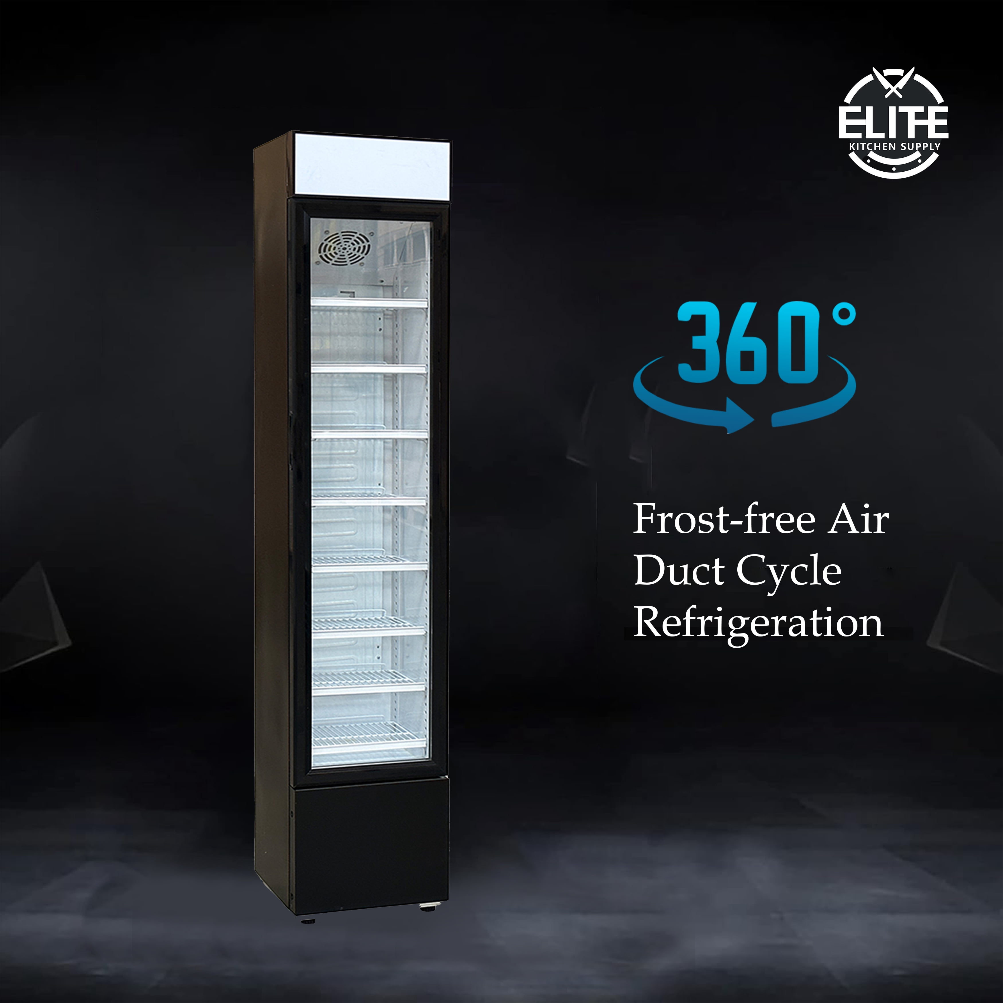15 in. Width Commercial Narrow Glass Door Upright Reach-in Refrigerator 3.7 Cu.Ft. Cooler Display