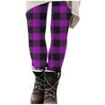 thumbnail image 7 of Fanxing Christmas Leggings for Women High Waisted Tummy Control Stretchy Yoga Pants Plaid Workout Running Bottom Purple M, 7 of 7