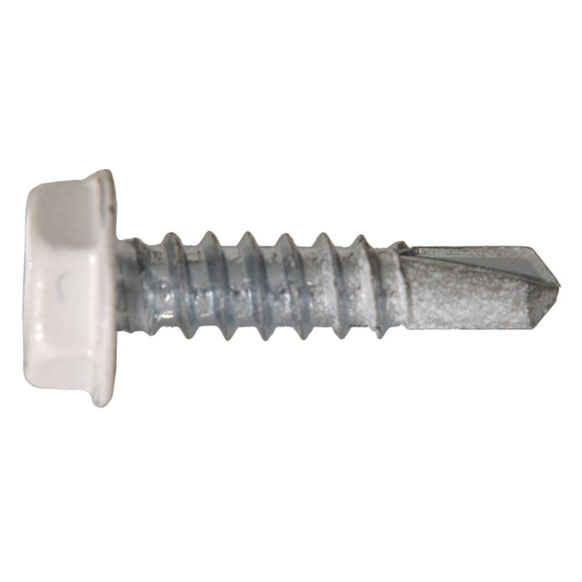 Tornillo autoperforante Hillman con cabeza de arandela hexagonal #10 x 3/4, blanco