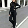 thumbnail image 5 of BXJX Girls Yoga Outfit Sets, Long Sleeve Zip up 2 Piece Sports Jacket and Flare Pants Sets Black Size 14-15 T, 5 of 8