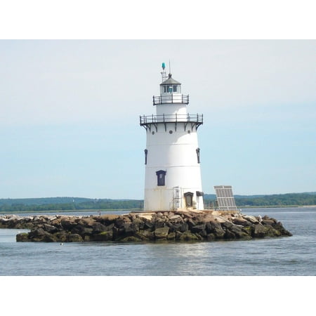 Long Island Sound Depth Canvas Print Environmentally Friendly Lighthouse Long Island Sound Stretched Canvas 10 x 14 ()