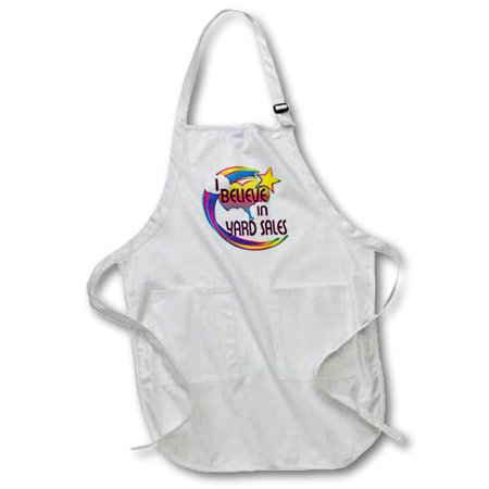 

3dRose I Believe In Yard Sales Cute Believer Design Full Length Apron 22 by 30-inch Black With Pockets