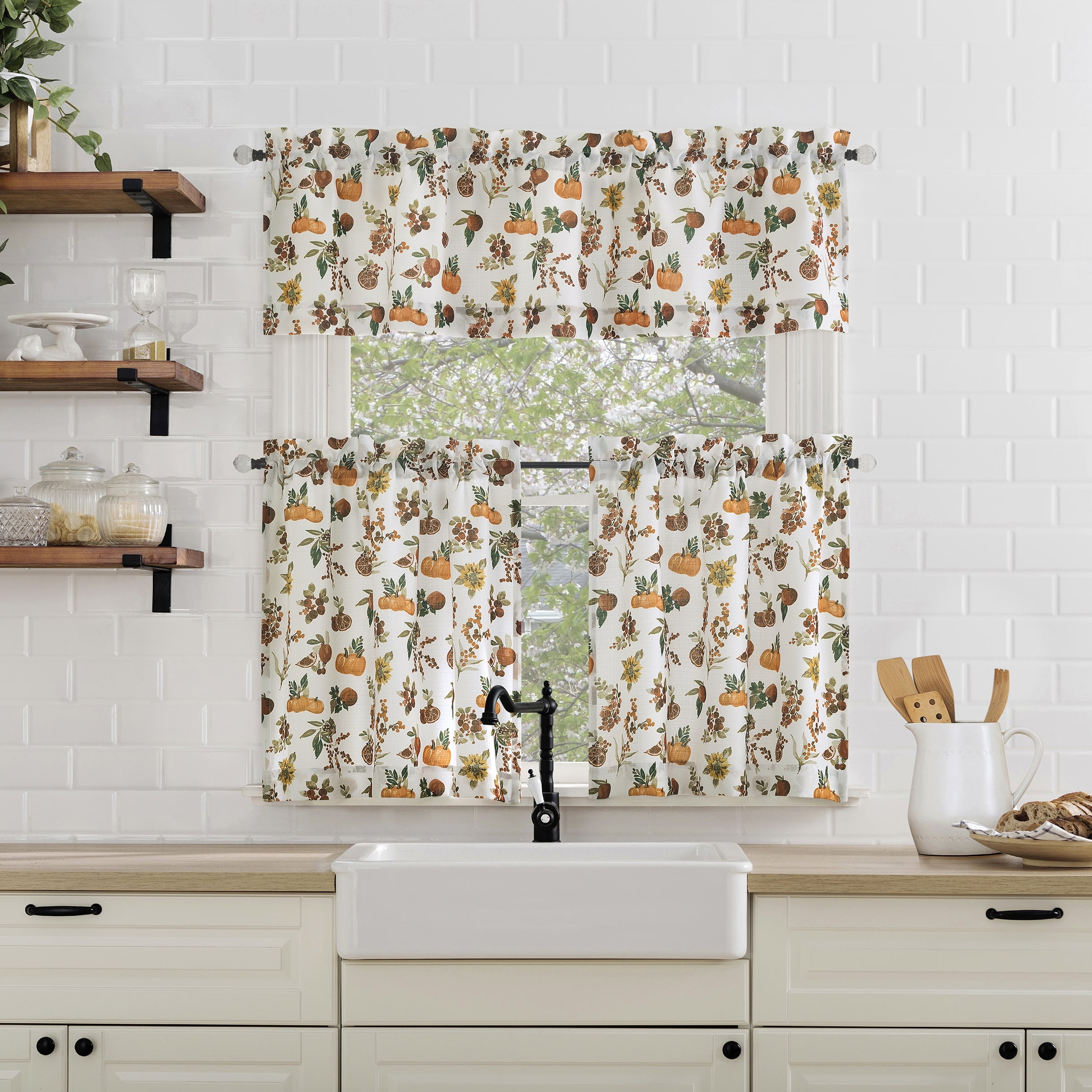 No. 918 Meadowlark Semi-Sheer Rod Pocket Kitchen Curtain Valance, 54"x14"