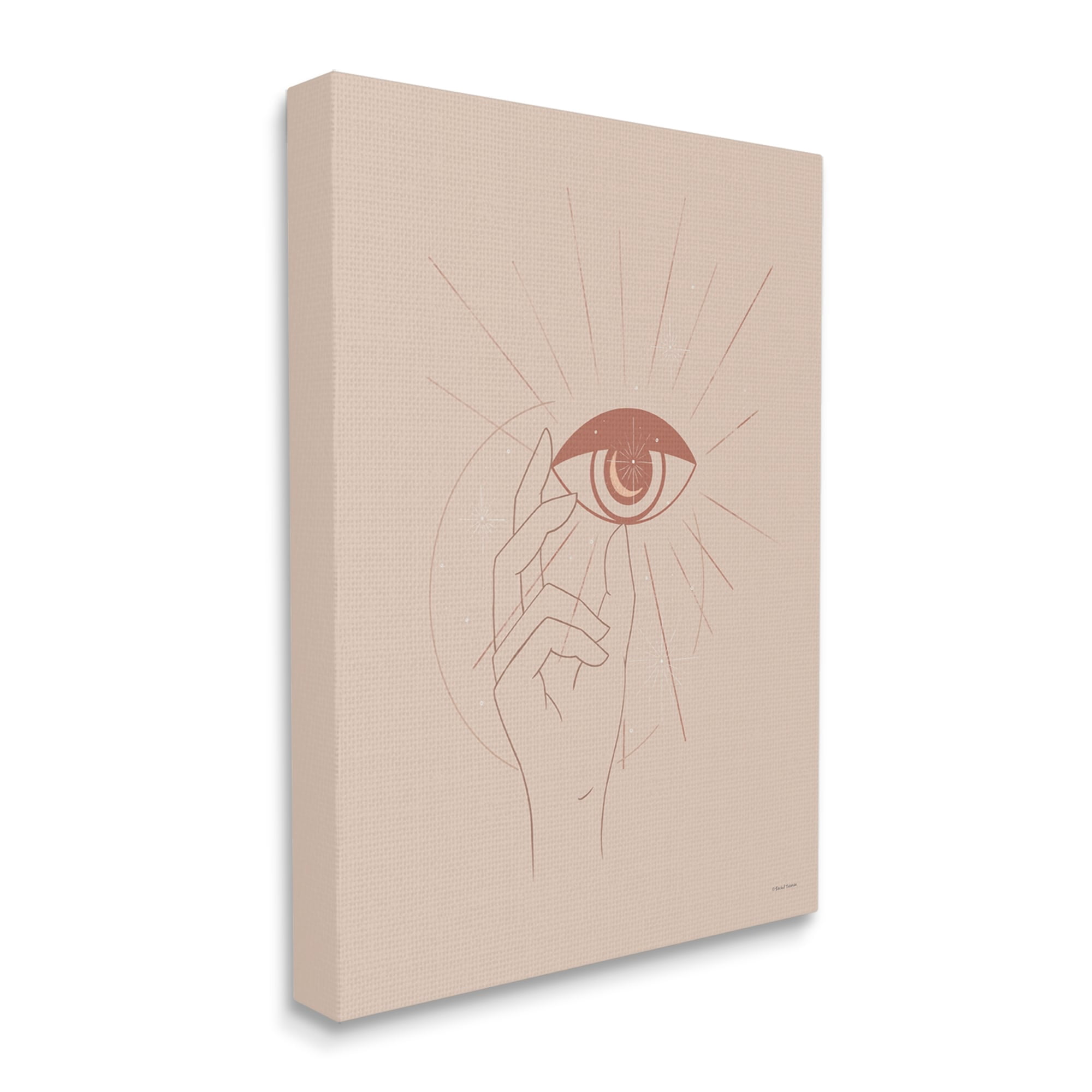 Stupell Industries Hand Reaching Eye Brown Solar Rays Symbol Canvas Wall Art, 36 x 48, Design by Rachel Nieman