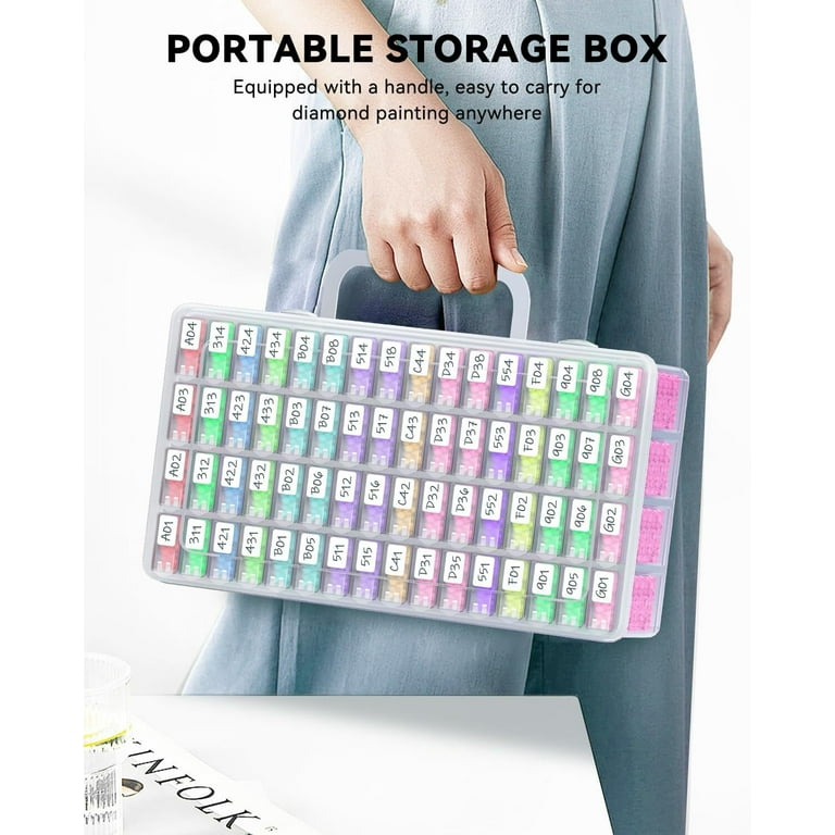 Scatola Organizer 64 Scomparti Per Diamond Painting - Trasparente, Con Maniglia - Foto 2