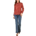 thumbnail image 3 of INSPIRE CHIC Valentine's Day Women's Button Down Shirt Ditsy Floral Long Sleeve Point Collar Office Top S Red, 3 of 9