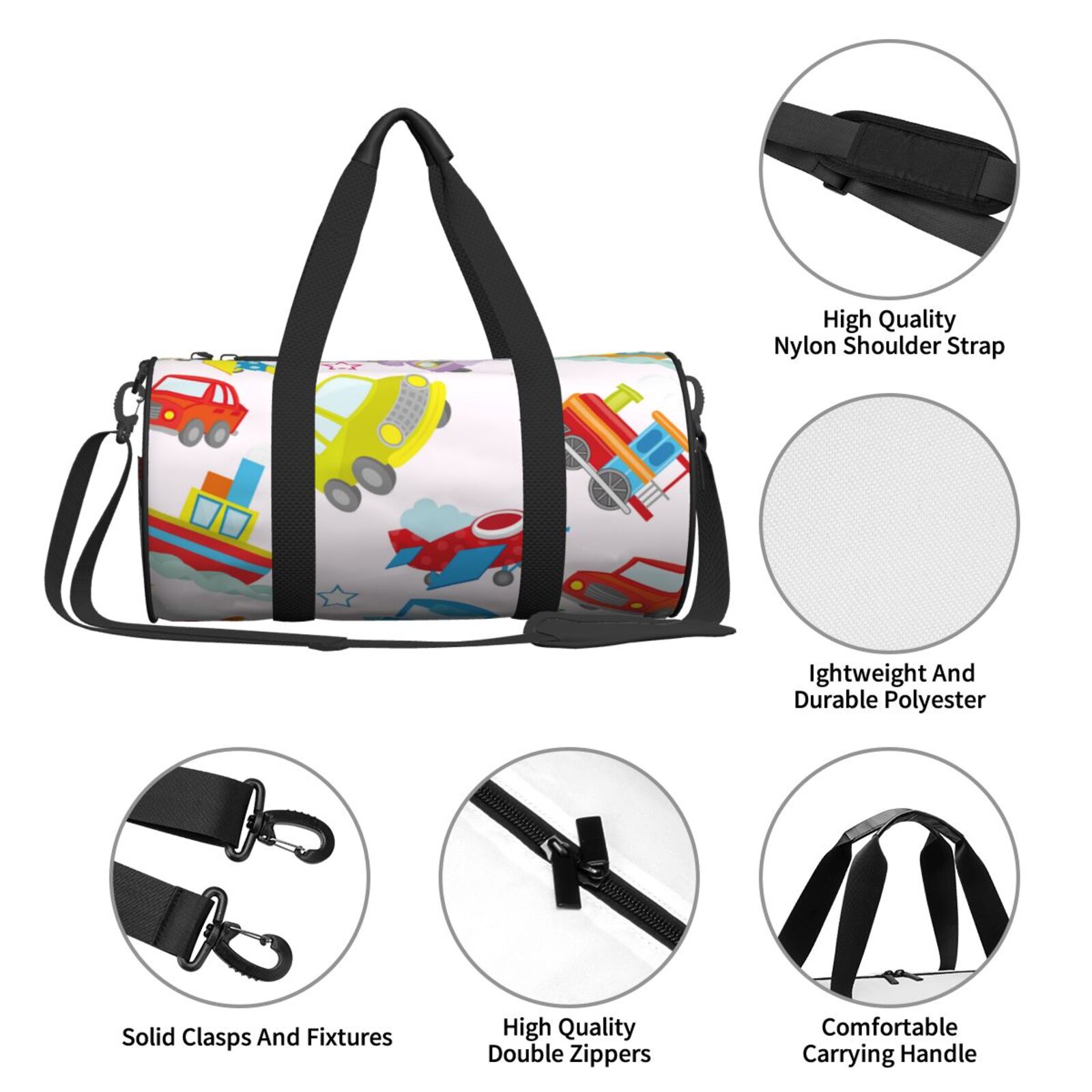 Vsdgher Cute Transport 45L Foldable Duffel Bag, Sports Gym Bag,Overnight Bag, Portable Weekender Bag for Airplanes