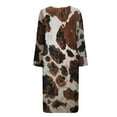 thumbnail image 5 of Xoenoiee Vintage Brown Cow Pattern Women Robes Zipper Front Long Sleeve Full Length Housecoat with Pockets Loungewear Nightgowns Plus Size, S, 5 of 7