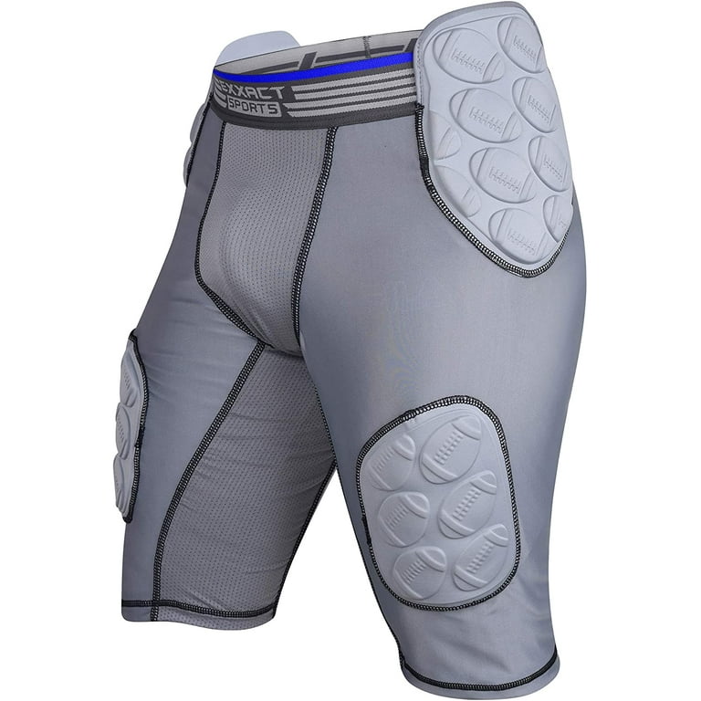 Exxact Sports Youth Touchdown 5 Pad Youth Football Girdle w Integrated Hip Thighs and Tailbone Pads w Cup Pocket Compression Protective Football Pads Youth Gray Medium Walmart
