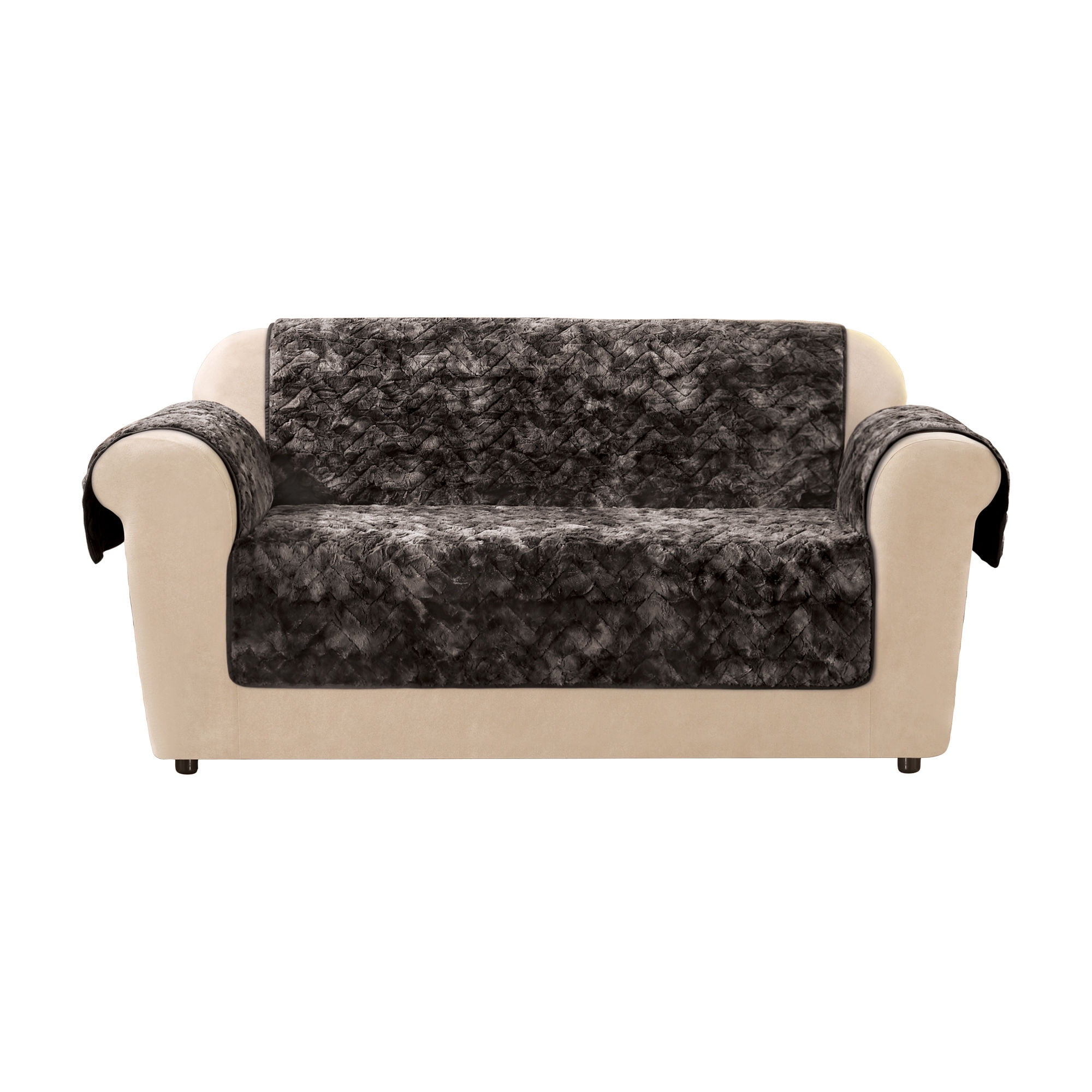 SureFit Quilted Faux Fur Loveseat Cover