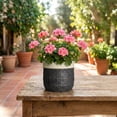 thumbnail image 5 of Ordivic 6 inch Black Ceramic Planter with Drainage Hole & Plug, Round Flower Pot for Succulents & Cactus, Indoor Outdoor for Home Office Desk, Housewarming Gift, 5 of 7