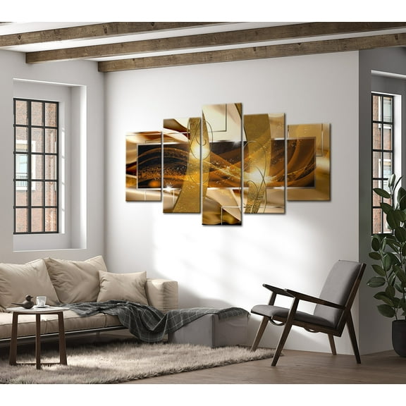 Tiptophomedecor Glamour Canvas Wall Art - Golden Lava - Stretched & Framed Ready To Hang Art