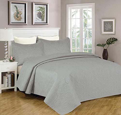Solid Soft Touch All-Season Oversize Comforter Bed Cover Stylish Embossed Pattern Sapphire Home 3-Piece Full/Queen Oversize Bedspread Coverlet Bedding Set w/2 Shams Emma Queen Olive Green 