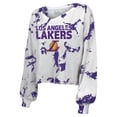 thumbnail image 2 of Women's Majestic Threads White Los Angeles Lakers Aquarius Tie-Dye Cropped V-Neck Long Sleeve T-Shirt, 2 of 3