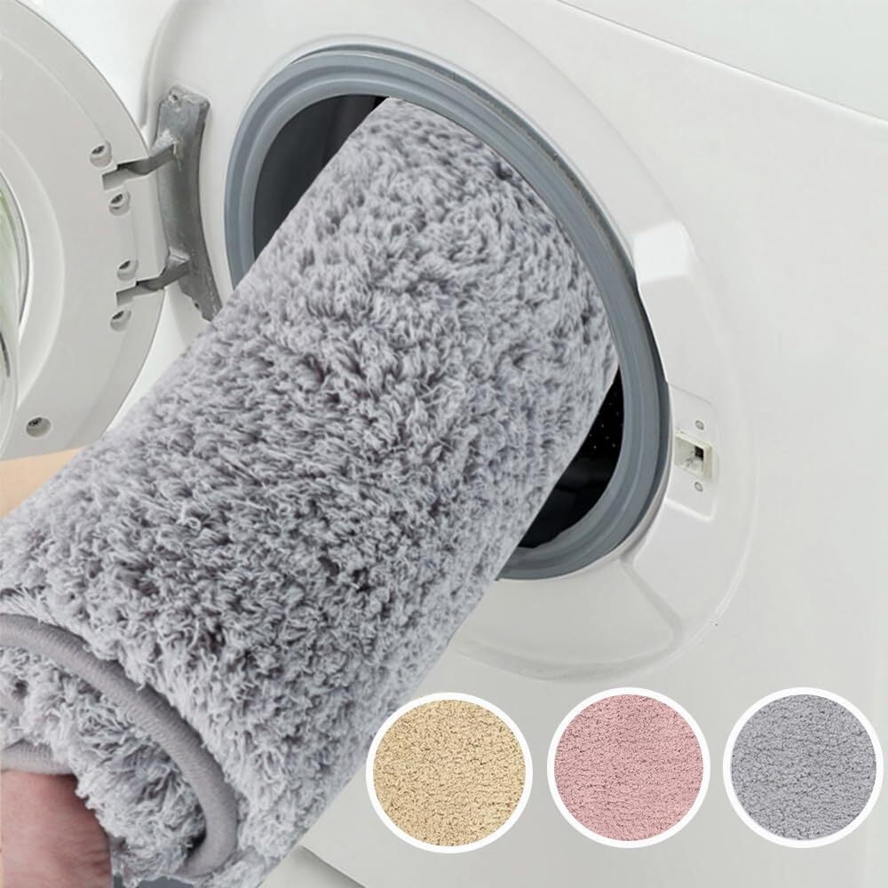 L-Shaped Bath Mat, Corner Bath Mat, Washable Carpet,Water Absorbent Soft Bath Rug, Non-Slip Floor Mats for Bathroom Bedroom Kitchen Living Room