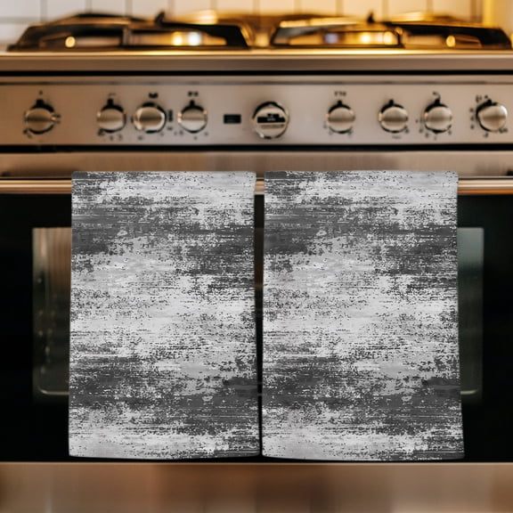 Vintage Abstract Kitchen Towels Set of 4, Minimalist Texture Art Black Gray Absorbent Dish Towels for Kitchen, Microfiber Hand Towel, Quick Drying Tea Towel for Cleaning Decorative Dishcloths