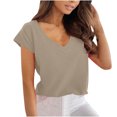 thumbnail image 2 of SDJMa Women's Classic-Fit 100% Cotton Short-Sleeve T-Shirt Fashion Women's Casual Solid Color Short Sleeve V-Neck T-Shirt Top Blouse, 2 of 9