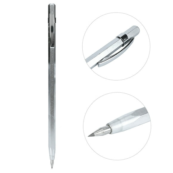 Knurled Aluminum Handle Tungsten Carbide Tip Scriber, Silver Metal Scribe Pen, Carving Hand Tool for Glass Ceramic