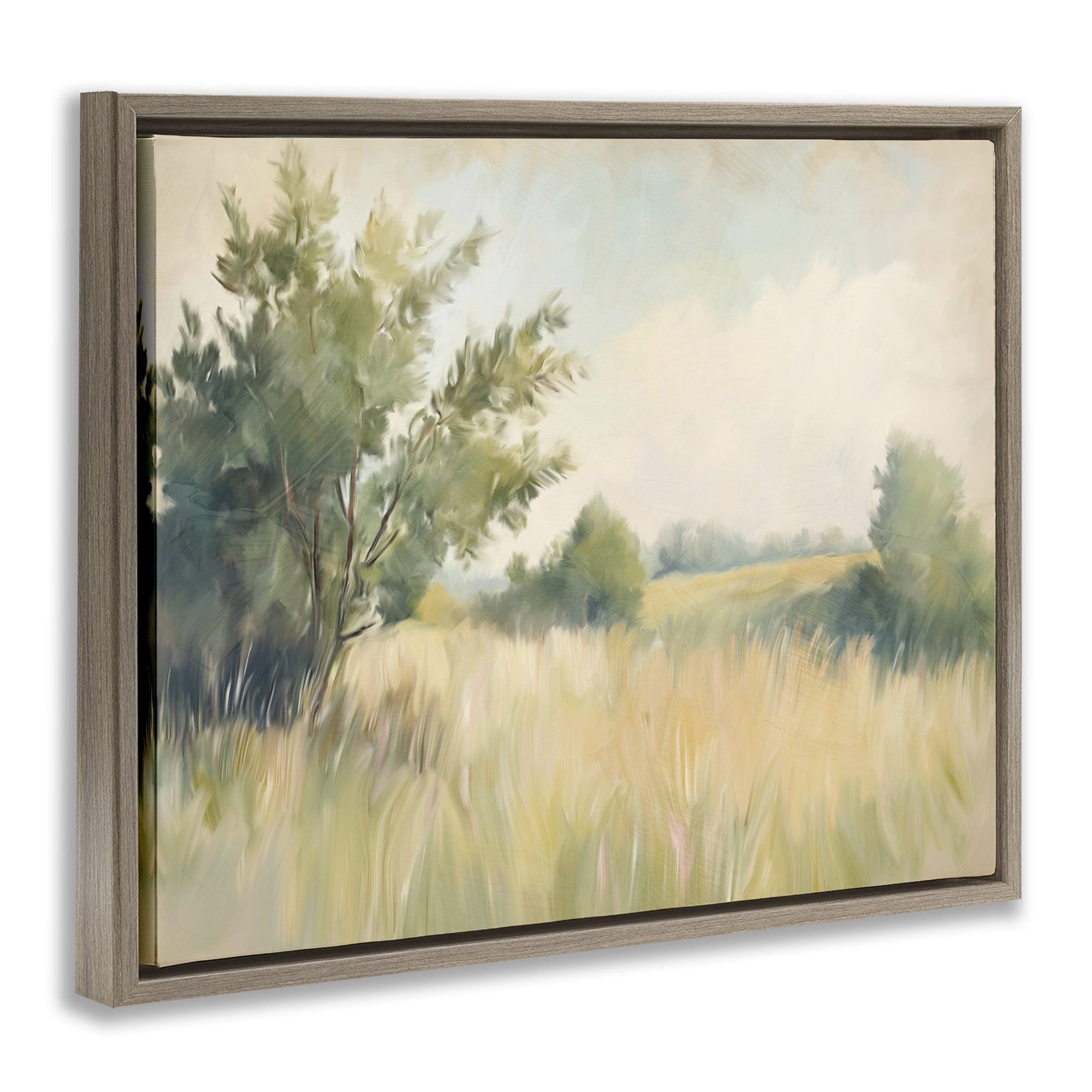 Stupell Industries Summer Green Meadow Brown Framed Floater Canvas Wall Art, design by Kim Allen