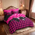 thumbnail image 2 of Manfei Cartoon Cute Bow 7 Pieces Full Size Bedding Sets,Geometric Plaid Buffalo Full Size Bed in a Bag,Black Reversible, 2 of 7