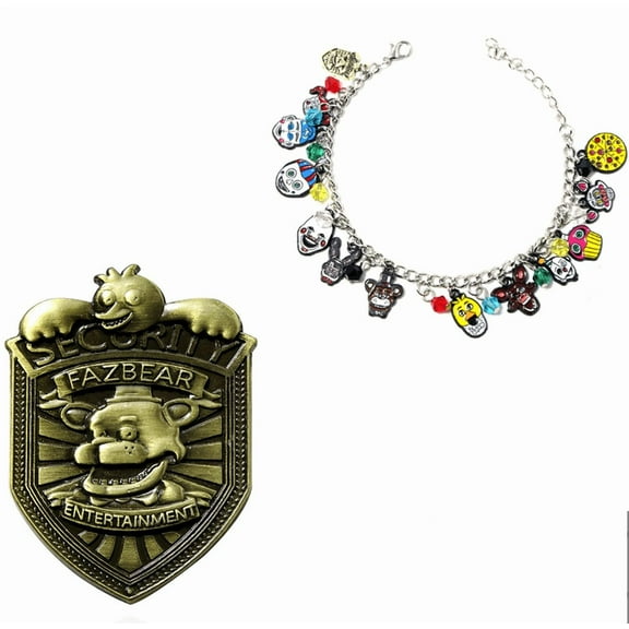 FAZBEAR FNAF Vintage Badge Pin & Detachable Chain Set, 5.5cm Retro Alloy Collectible Gift