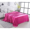 thumbnail image 2 of Soft Blanket Solid Color Coral Fleece Plush Microfiber Blanket Dark Pink Full Fleece, 2 of 5