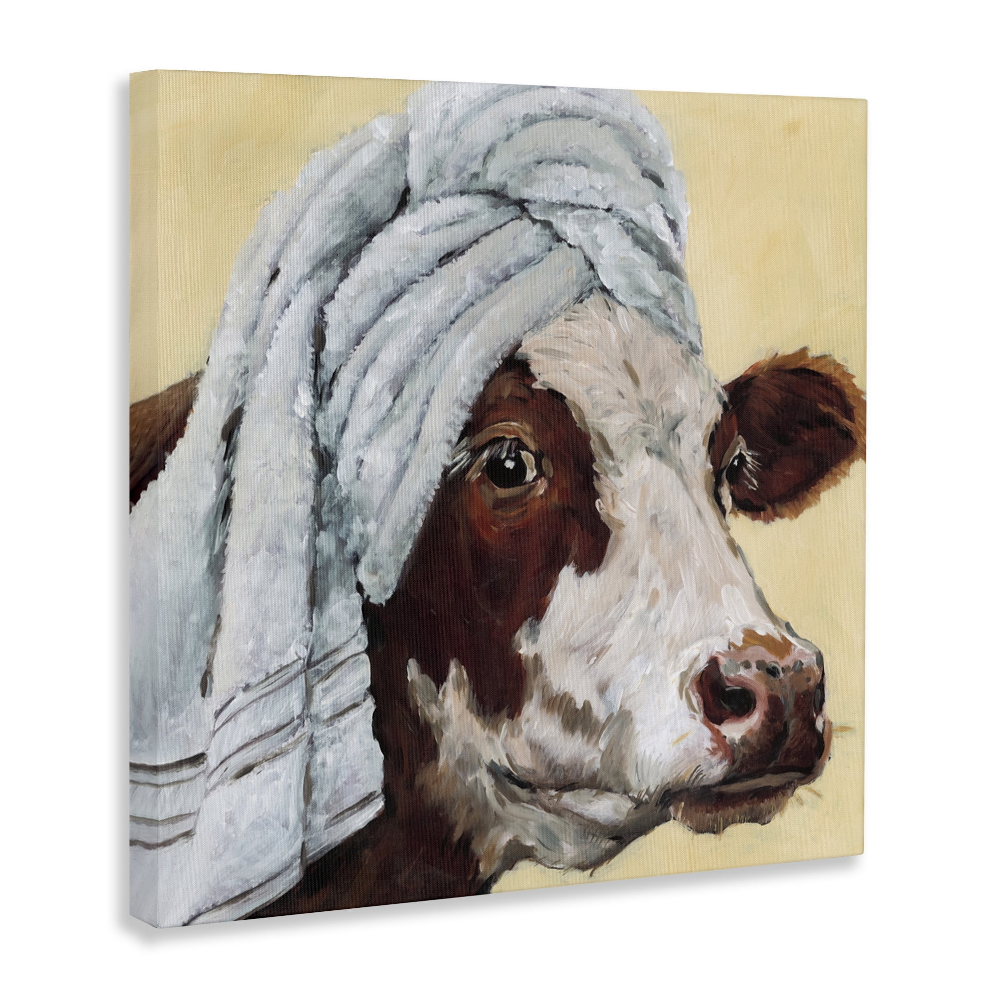 Stupell Industries Cow Spa with Towel Canvas Wall Art, design by Studio Bautista