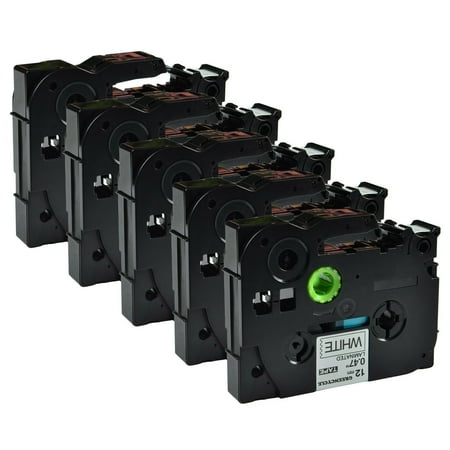 Labelshop Label Tape - GREENCYCLE 5PK Compatible Black on White 12mm TZ Tze Tze-231 TZ-231 TZe231 TZ231 Laminated Label Tape for Brother P-touch PT-P700 PT-P750W PT-D210 PT-D400 PT-D600 Label Maker